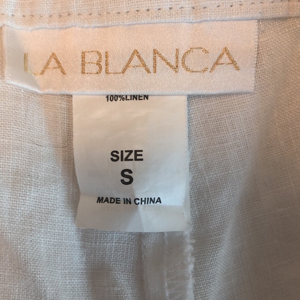 La Blanca white linen lace trimmed shorts size S - Picture 3 of 4